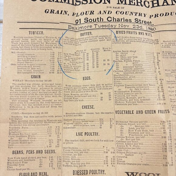 Antique 1880 Mahool & Probst Commission Merchants Newspaper Broadside EPHEMERA - Picture 5 of 8